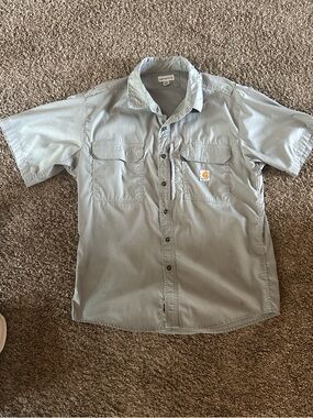 Carhartt Light Gray Short-Sleeve Button-Down Work Shirt